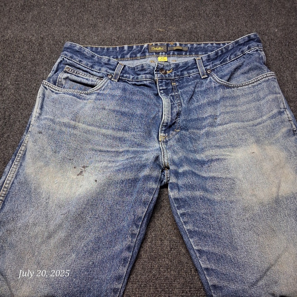 Cabelas Distressed Stone Washed Jeans Men Size 36x32 Classic Fit
